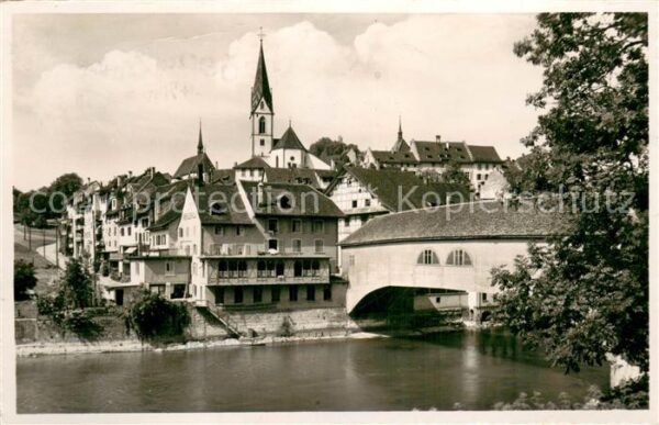 Baden  AG Teilansicht mit gedeckter Brücke