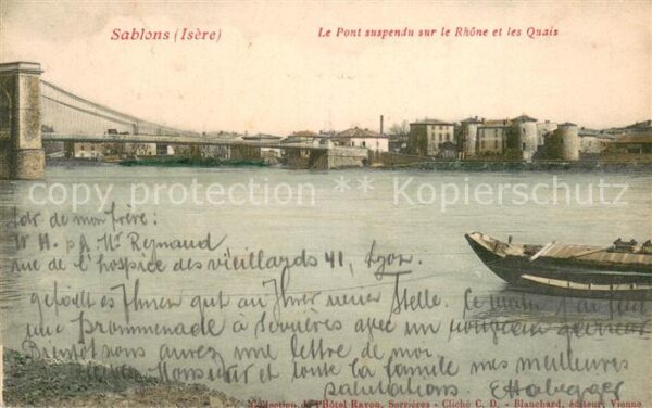 Sablons 33 Gironde Le Pont suspendu sur le Rhone et les Qu
