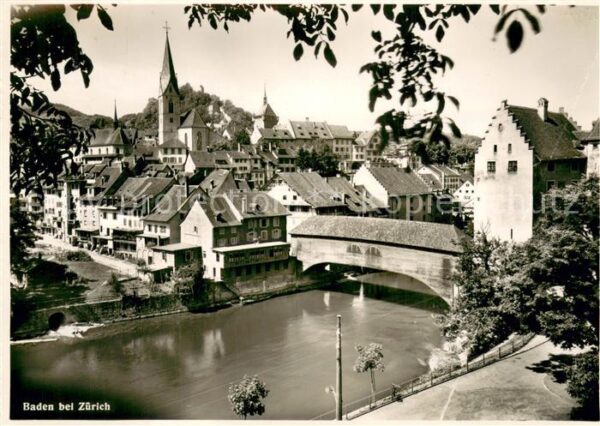 Baden  AG Bad Hotel Schwanen Stadtansicht Gedeckt