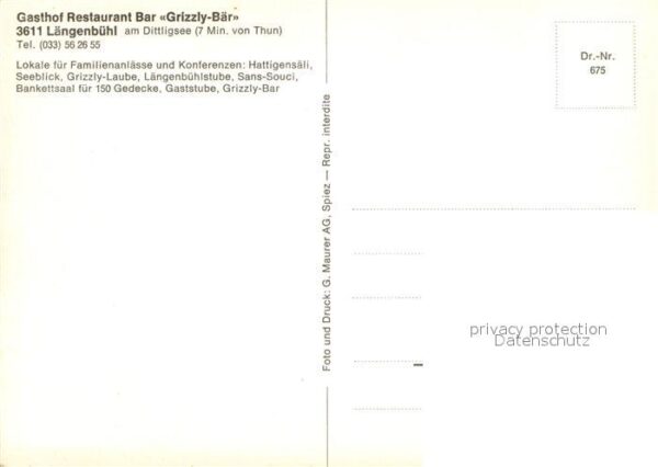 Laengenbuehl BE Gasthof Restaurant Bar Grizzly Bär – Bild 2