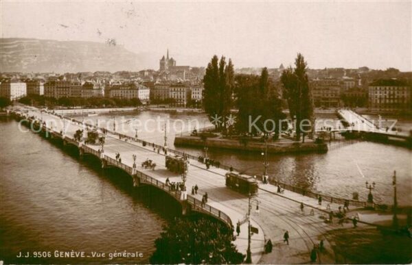 Geneve GE Teilansicht Strassenbahnen Brücke