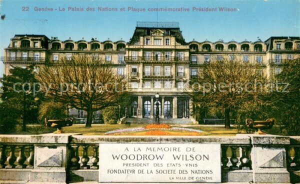 Geneve GE La Palais des Nations et Plaque commemr