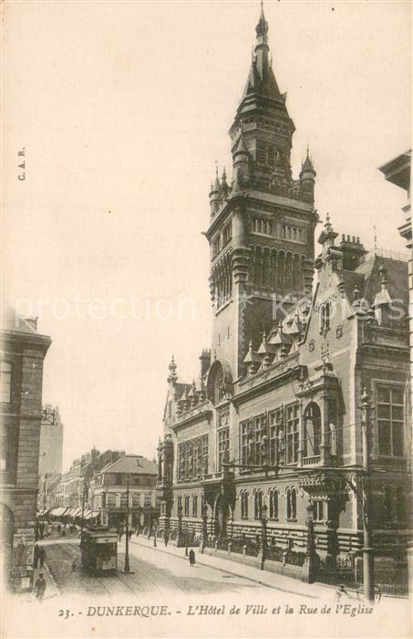 Dunkerque Duenkirchen L Hotel de Ville et la Rue de l Eglise