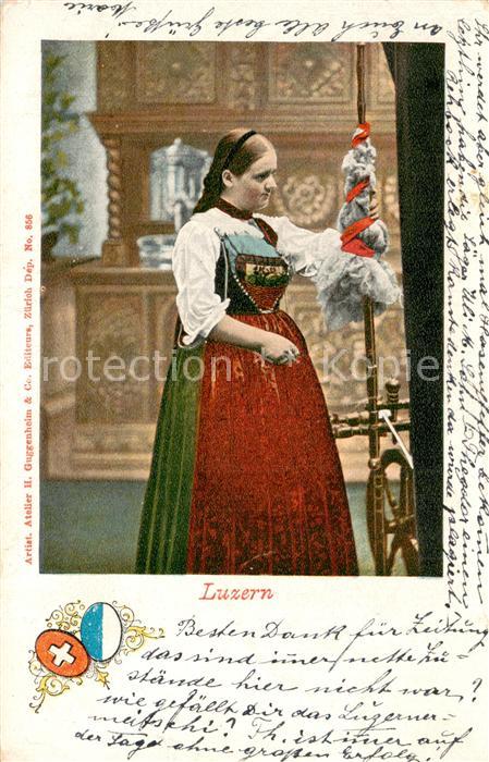 Luzern  LU Frau am Spinnrad