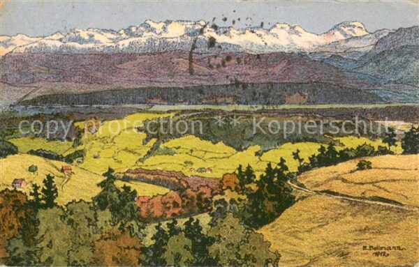 Bachtel  Kulm ZH Tösstal mit Glarneralpen