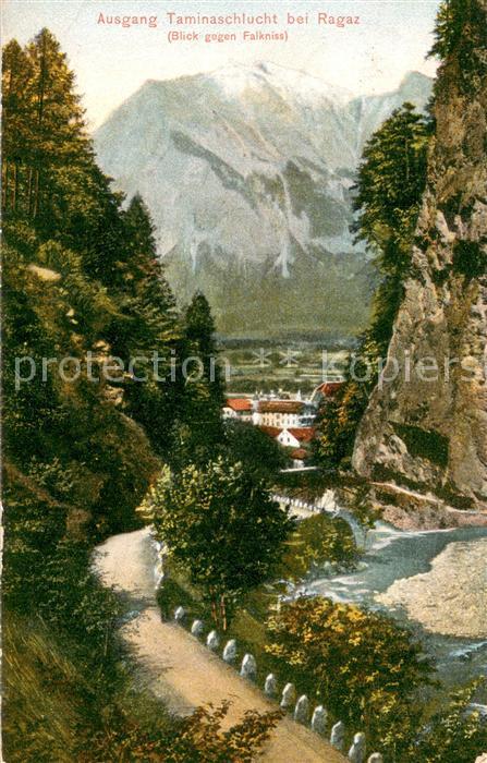Ragaz Bad SG Ausgang Taminaschlucht mit Falknissblic