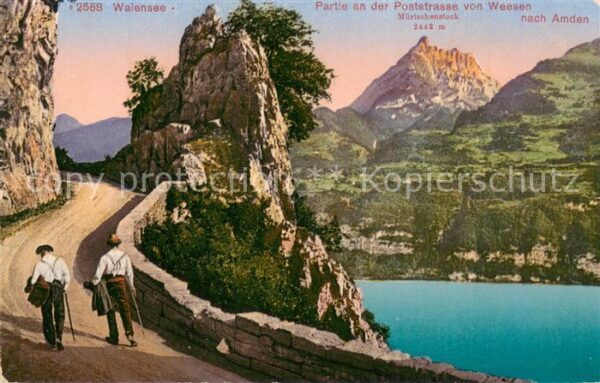 Walensee Wallensee SG Partie an der Poststrasse von Weesen na