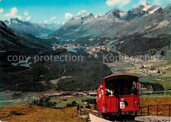 Muottas Muragl im Oberengadin mit Bergbahn