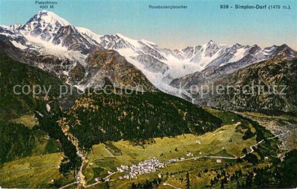 Simplon Dorf Simplondorf VS mit Fletschhorn und Rossbodengletscher