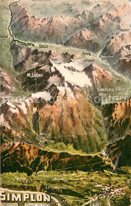 Simplon Dorf Simplondorf VS Panoramakarte mit Brig