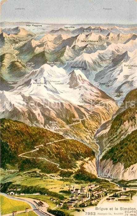 Brigue Brig VS Panoramakarte mit Simplon