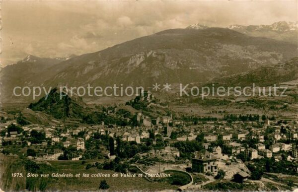 Sion  Sitten Seduno VS Vue generale et les collines de Valere