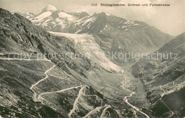 Rhonegletscher Glacier du Rhone VS mit Grimsel und Furkastrasse