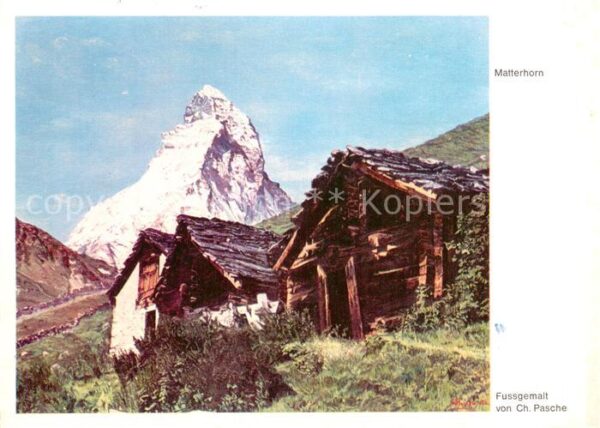 Matterhorn Mont Cervin 4478m VS Panorama Künstlerkarte fussgemalt