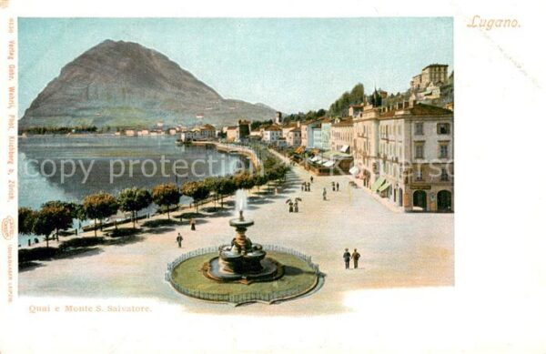 Lugano Lago di Lugano Quai e Monte San Salvatore