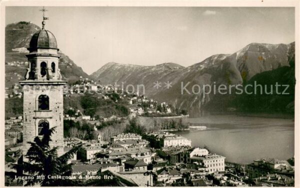 Lugano Lago di Lugano mit Castagnola und Monte Bre