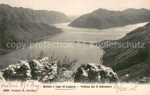 Melide Lago di Lugano Veduta dal San Salvatore