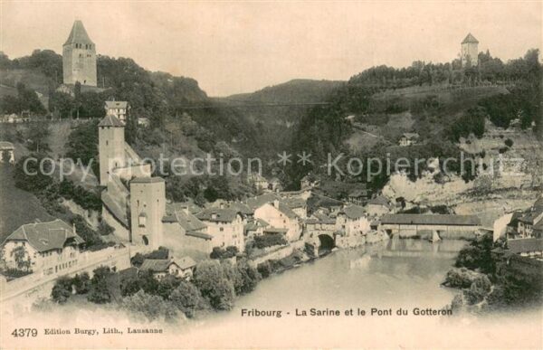 Fribourg FR La Sarine et le Pont du Gotteron