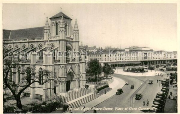 Geneve GE Eglise Notre Dame Place et Gare Cornavi