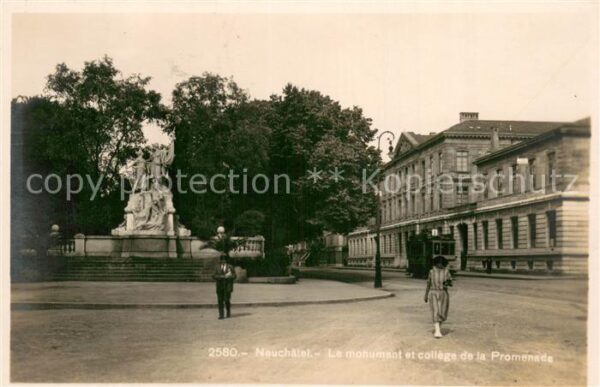 Neuchatel NE Le Monument et college de la Promenade