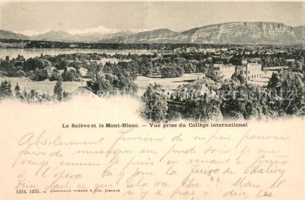 Geneve GE Le Saleve et le Mont Blanc Vue prise du