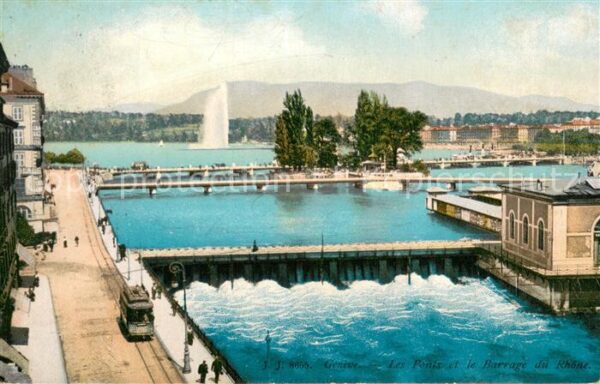 Geneve GE Le Ponts et le Barrage du Rhone