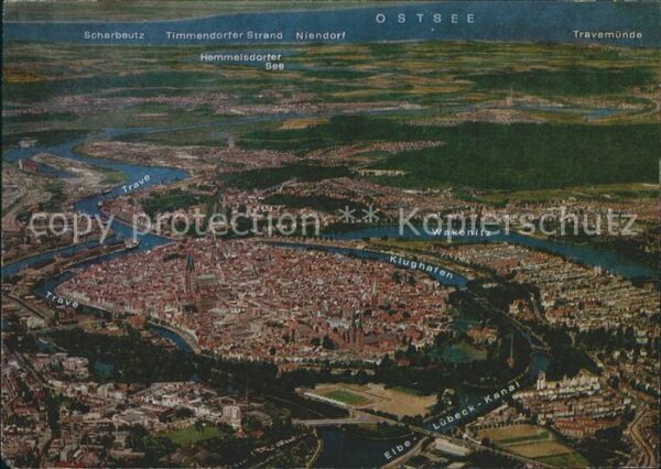 Luebeck Fliegeraufnahme Elbe-Lübeck-Kanal Trave