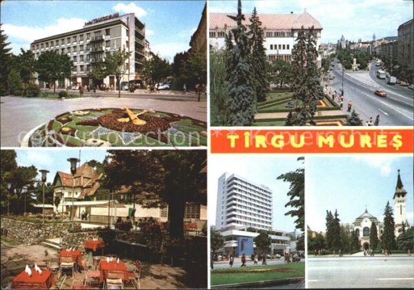 Tirgu Mures Blumenuhr Kirche Hochhaus