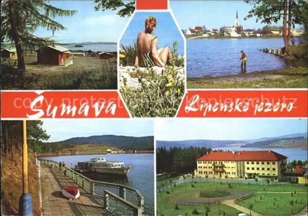 Sumava Czechia Lipenske jezero Horni Plana Chatovy tab