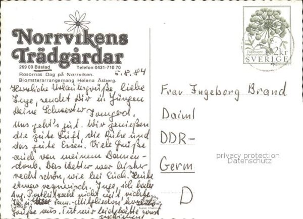 Bastad Hälsing fran Norrvikens Trädgardar – Bild 2