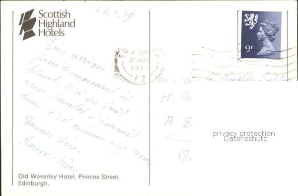 Edingburgh Grossbritannien Old Waverley Hotel Princess Street – Bild 2