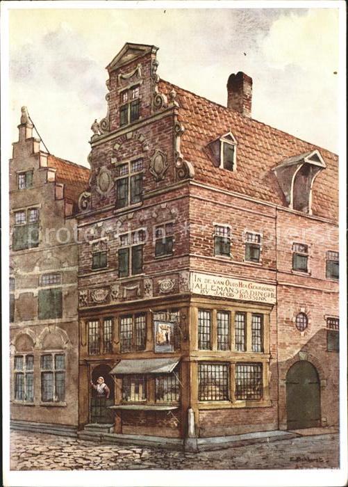 Deventer altes Steinhaus Künstlerkarte
