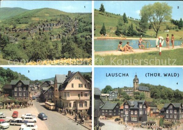 Lauscha Teilansicht Schwimmbad Kulturhaus Hütte