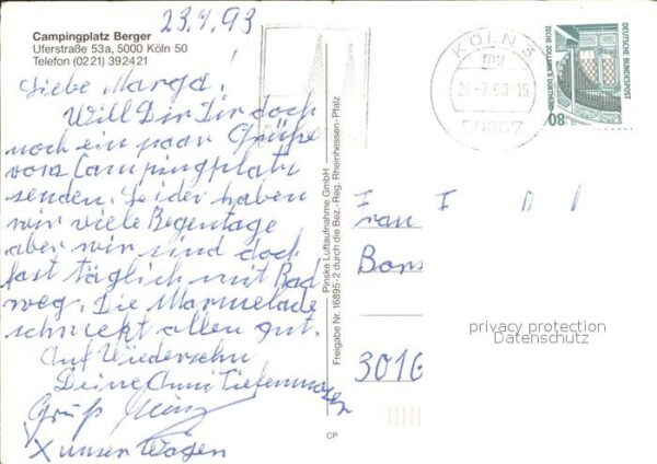 Koeln Rhein Campingplatz Berger Fliegeraufnahme – Bild 2
