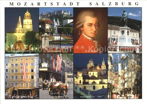 Salzburg Oesterreich Residenzbrunnen Mirabellgarten Mozartpo
