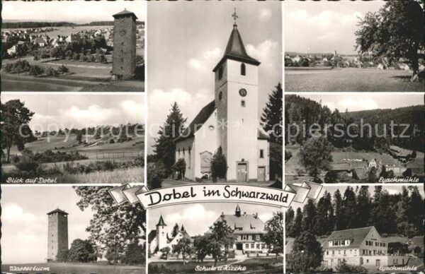 Dobel Schwarzwald Teilansichten Kirche Eyachmühle Wassert