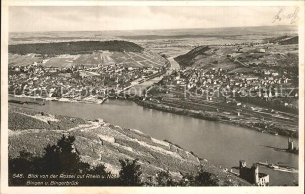 Bingen Rhein mit Bingerbrück Blick von der Rossel