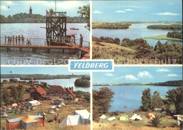 Feldberg Mecklenburg Badeanstalt Blick vom Hauptmannsberg Bl