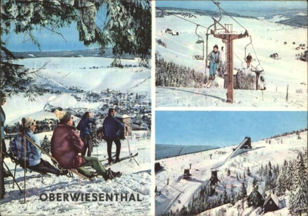 Oberwiesenthal Erzgebirge Teilansicht Skipiste Sessellift Sprungs