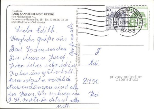 Bad Soden-Salmuenster Kurklinik Park Sanatorium St Georg Zimm – Bild 2