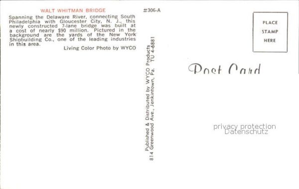 Bruecken Bridges Ponts Walt Whitman Bridge Delaware River – Bild 2