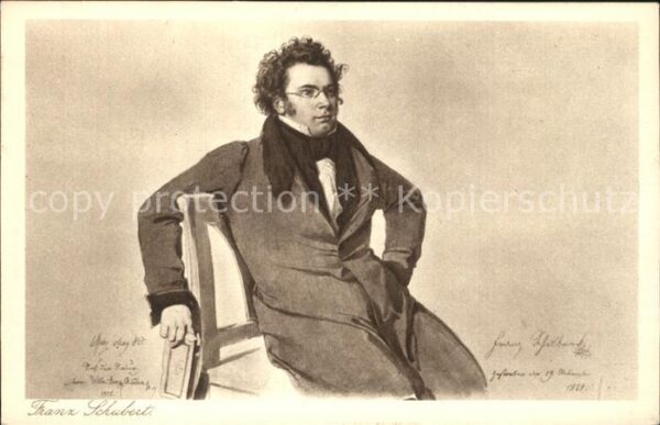 Schubert Franz Namenszug Aquarell Wilhelm August Riede