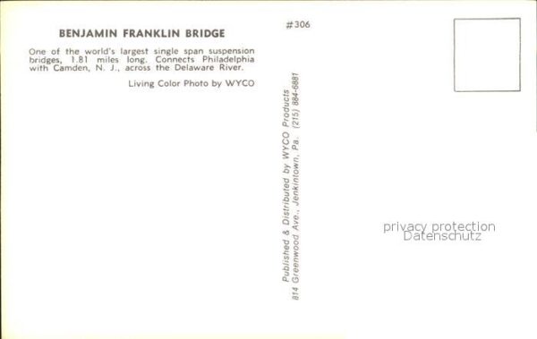 Bruecken Bridges Ponts Benjamin Franklin Bridge Delaware River – Bild 2