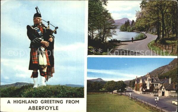 Dudelsack Highland Piper Echo Rock Loch Ard Aberf