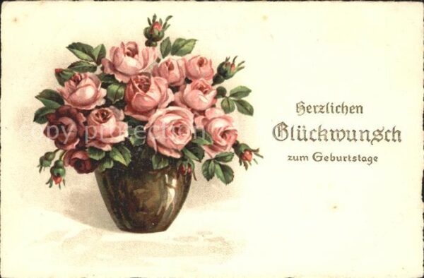 Geburtstag Rosen Litho
