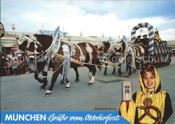 Oktoberfest Münchner Kindl Festwagen-Pferdegespann