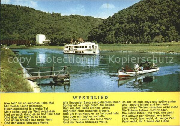 Liederkarte Weserlied Motorschiff