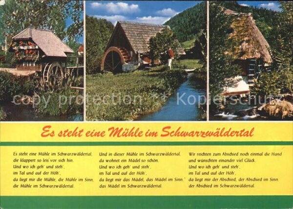 Liederkarte Es steht eine Mühle im Schwarzwäldertal