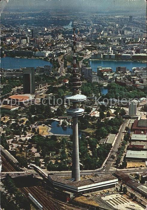 Fernsehturm Funkturm Hamburg Fliegeraufnahme Planten un Blom