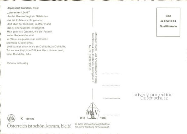 Liederkarte Auracher Löchl Karl Ganzer Kufstein Tir – Bild 2